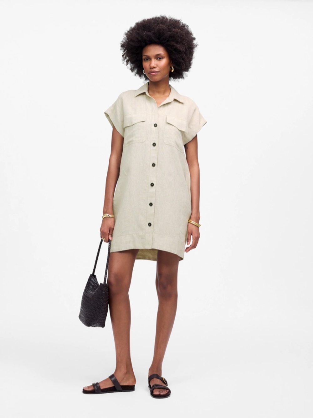 NWT Madewell Utility Short-Sleeve Mini Shirtdress Sz XS